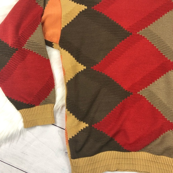 Vintage Tundra Coogie Style Sweater Pull Over Color Block Medium Crew - Picture 3 of 6